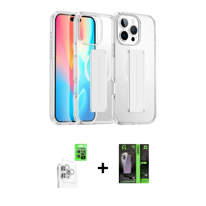 MARSİLYAN™- iPhone 16 Pro Kılıf Nova Işık Koleksiyonu - Şeffaf 360 Full Body Arka Koruyucu + Raze Metal Kamera Lens - BZ