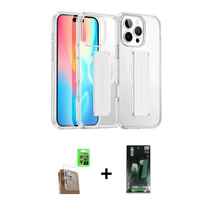 MARSİLYAN™- iPhone 16 Pro Kılıf Nova Işık Koleksiyonu - Siyah 360 Mat Full Body Arka Koruyucu + Raze Metal Kamera Lens - CLTM