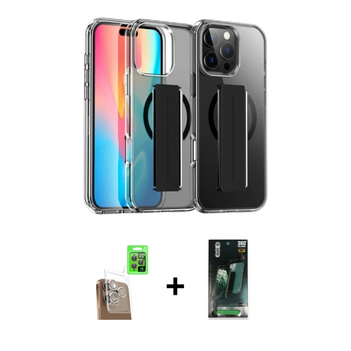 MARSİLYAN™- iPhone 16 Pro Kılıf Nova Işık Koleksiyonu - Siyah 360 Mat Full Body Arka Koruyucu + Raze Metal Kamera Lens - CLTM