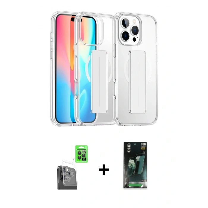 MARSİLYAN™- iPhone 16 Pro Kılıf Nova Işık Koleksiyonu - Siyah 360 Mat Full Body Arka Koruyucu + Raze Metal Kamera Lens - SH