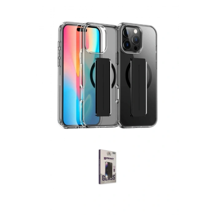 MARSİLYAN™- iPhone 16 Pro Kılıf Nova Işık Koleksiyonu - Siyah Bilvis Hayalet Cam Ekran Koruyucu