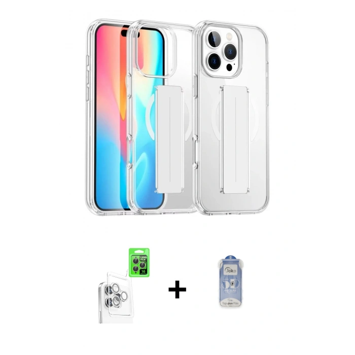 MARSİLYAN™- iPhone 16 Pro Kılıf Nova Işık Koleksiyonu - Siyah Joko Magic 5D Cam + Raze Metal Kamera Lens - BZ