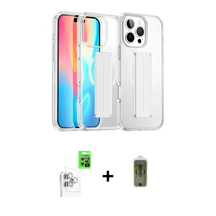 MARSİLYAN™- iPhone 16 Pro Kılıf Nova Işık Koleksiyonu - Siyah Joko Magic 5D Hayalet Cam + Raze Metal Kamera Lens - BZ
