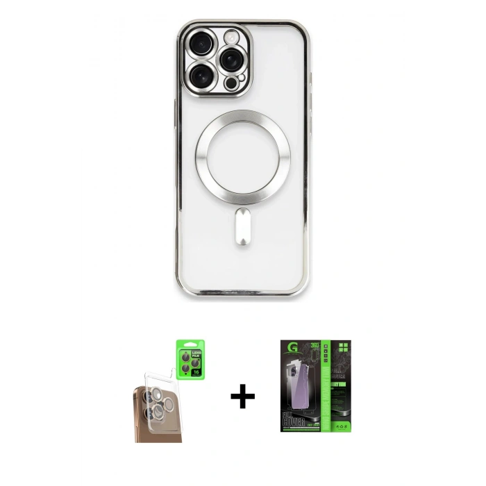 MARSİLYAN™- iPhone 16 Pro Kılıf Nova Işık Özel Seri - Şeffaf 360 Full Body Arka Koruyucu + Raze Metal Kamera Lens - CLTM