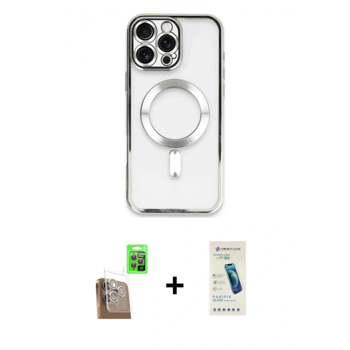 MARSİLYAN™- iPhone 16 Pro Kılıf Nova Işık Özel Seri - Şeffaf Pasifik Cam Ekran Koruyucu + Raze Metal Kamera Lens - CLTM
