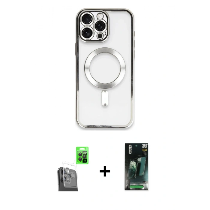 MARSİLYAN™- iPhone 16 Pro Kılıf Nova Işık Özel Seri - Siyah 360 Mat Full Body Arka Koruyucu + Raze Metal Kamera Lens - SH