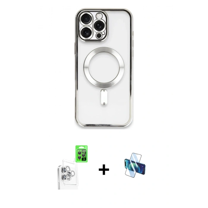 MARSİLYAN™- iPhone 16 Pro Kılıf Nova Işık Özel Seri - Siyah 3D Antistatik Seramik Nano Ekran Koruyucu + Raze Metal Kamera Lens - BZ
