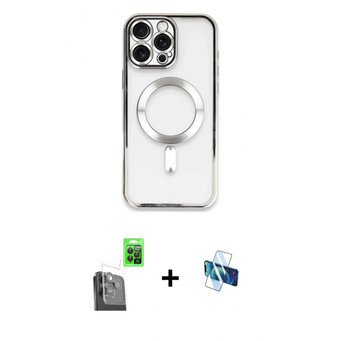 MARSİLYAN™- iPhone 16 Pro Kılıf Nova Işık Özel Seri - Siyah 3D Antistatik Seramik Nano Ekran Koruyucu + Raze Metal Kamera Lens - SH