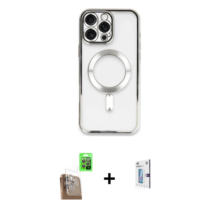 MARSİLYAN™- iPhone 16 Pro Kılıf Nova Işık Özel Seri - Siyah Bilvis 0.18mm Plus Cam Ekran Koruyucu + Raze Metal Kamera Lens - CLTM