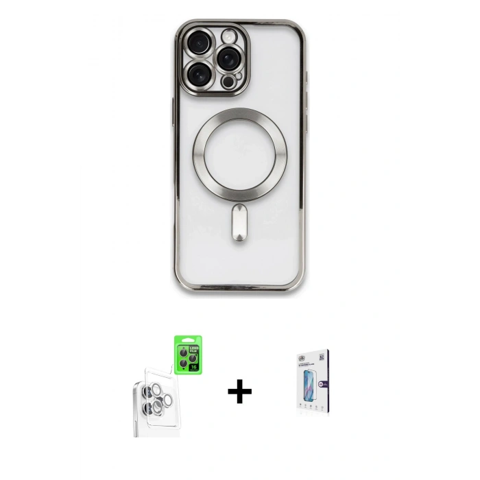MARSİLYAN™- iPhone 16 Pro Kılıf Nova Işık Özel Seri - Siyah Bilvis 0.18mm Plus Cam Ekran Koruyucu + Raze Metal Kamera Lens - BZ
