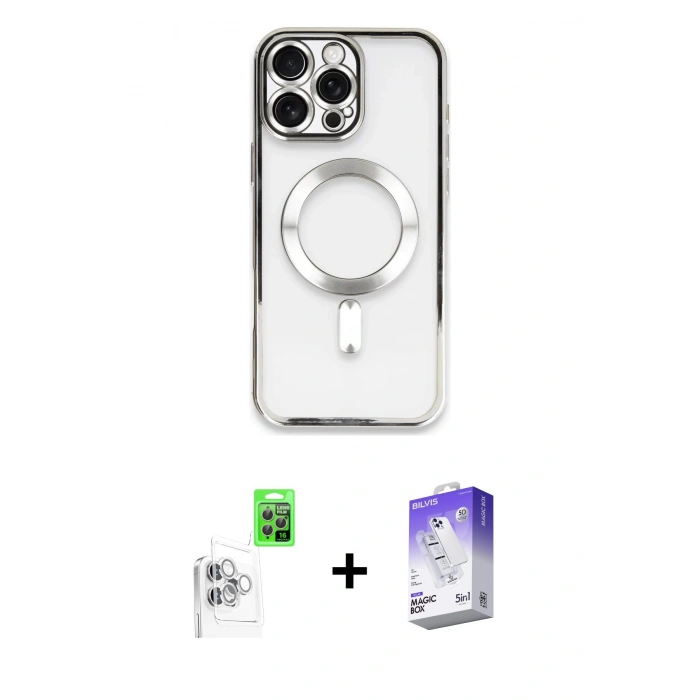 MARSİLYAN™- iPhone 16 Pro Kılıf Nova Işık Özel Seri - Siyah Bilvis 5in1 3D Magic Cam Ekran Koruyucu + Raze Metal Kamera Lens - BZ