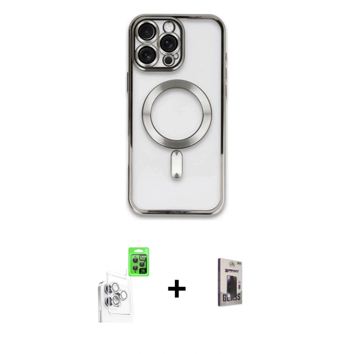 MARSİLYAN™- iPhone 16 Pro Kılıf Nova Işık Özel Seri - Siyah Bilvis Hayalet Cam Ekran Koruyucu + Raze Metal Kamera Lens - BZ