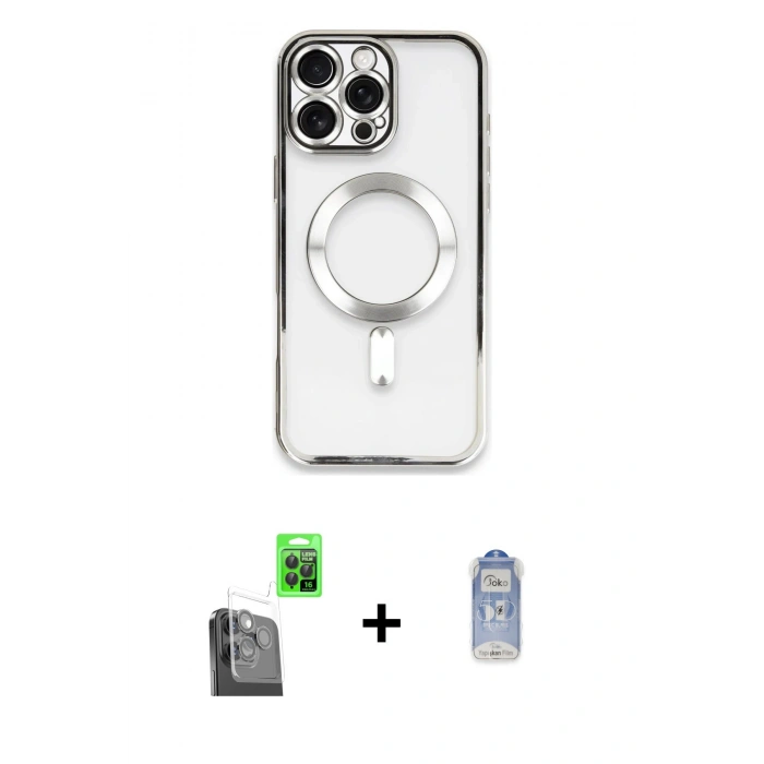 MARSİLYAN™- iPhone 16 Pro Kılıf Nova Işık Özel Seri - Siyah Joko Magic 5D Cam + Raze Metal Kamera Lens - SH
