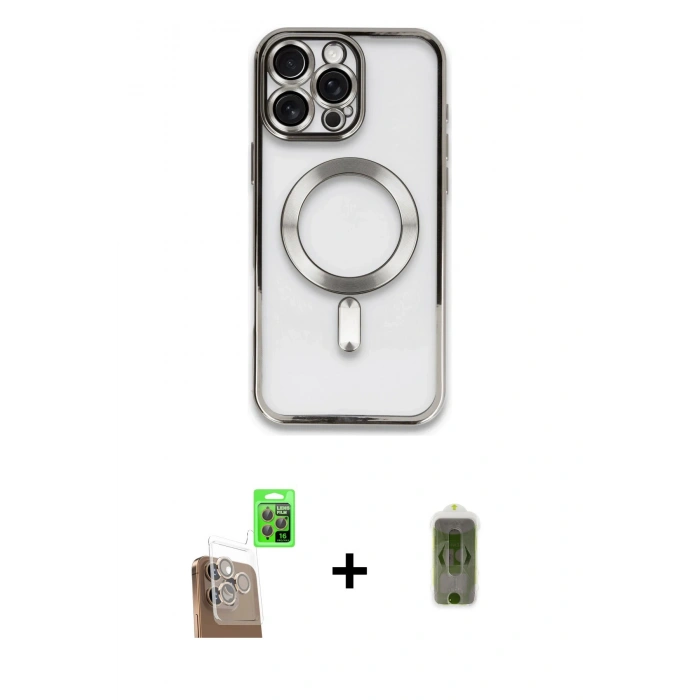MARSİLYAN™- iPhone 16 Pro Kılıf Nova Işık Özel Seri - Siyah Joko Magic 5D Hayalet Cam + Raze Metal Kamera Lens - CLTM