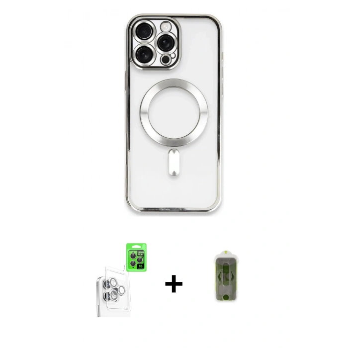 MARSİLYAN™- iPhone 16 Pro Kılıf Nova Işık Özel Seri - Siyah Joko Magic 5D Hayalet Cam + Raze Metal Kamera Lens - BZ