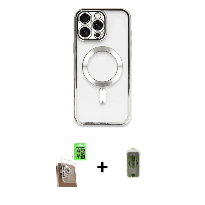 MARSİLYAN™- iPhone 16 Pro Kılıf Nova Işık Özel Seri - Siyah Joko Magic 5D Hayalet Cam + Raze Metal Kamera Lens - CLTM