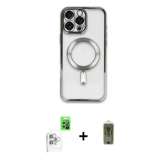 MARSİLYAN™- iPhone 16 Pro Kılıf Nova Işık Özel Seri - Siyah Joko Magic 5D Hayalet Cam + Raze Metal Kamera Lens - BZ