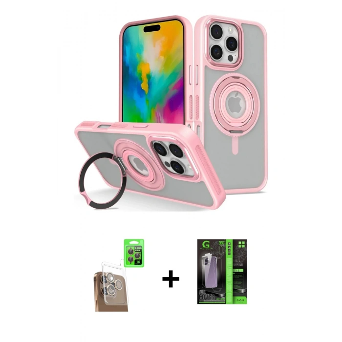 MARSİLYAN™- iPhone 16 Pro Kılıf Nova Minimal Serisi - Şeffaf 360 Full Body Arka Koruyucu + Raze Metal Kamera Lens - CLTM