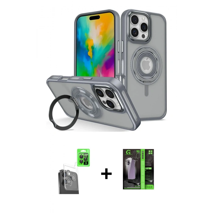 MARSİLYAN™- iPhone 16 Pro Kılıf Nova Minimal Serisi - Şeffaf 360 Full Body Arka Koruyucu + Raze Metal Kamera Lens - SH