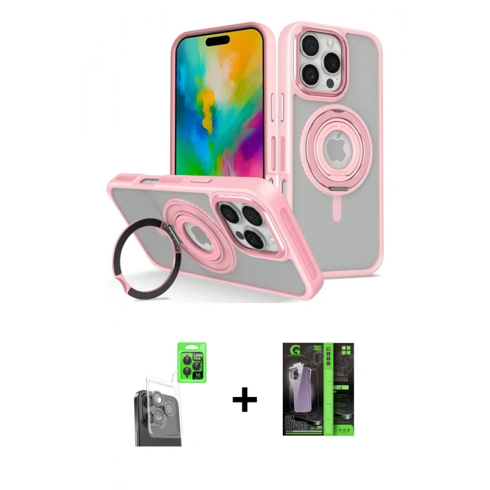 MARSİLYAN™- iPhone 16 Pro Kılıf Nova Minimal Serisi - Şeffaf 360 Full Body Arka Koruyucu + Raze Metal Kamera Lens - SH