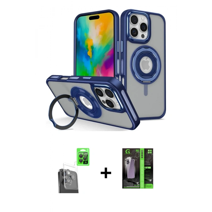 MARSİLYAN™- iPhone 16 Pro Kılıf Nova Minimal Serisi - Şeffaf 360 Full Body Arka Koruyucu + Raze Metal Kamera Lens - SH