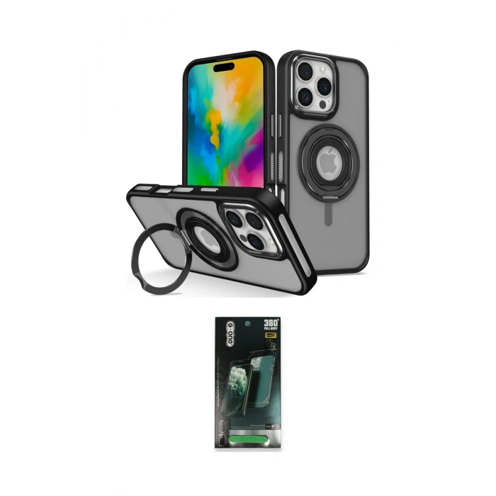 MARSİLYAN™- iPhone 16 Pro Kılıf Nova Minimal Serisi - Siyah 360 Mat Full Body Arka Koruyucu