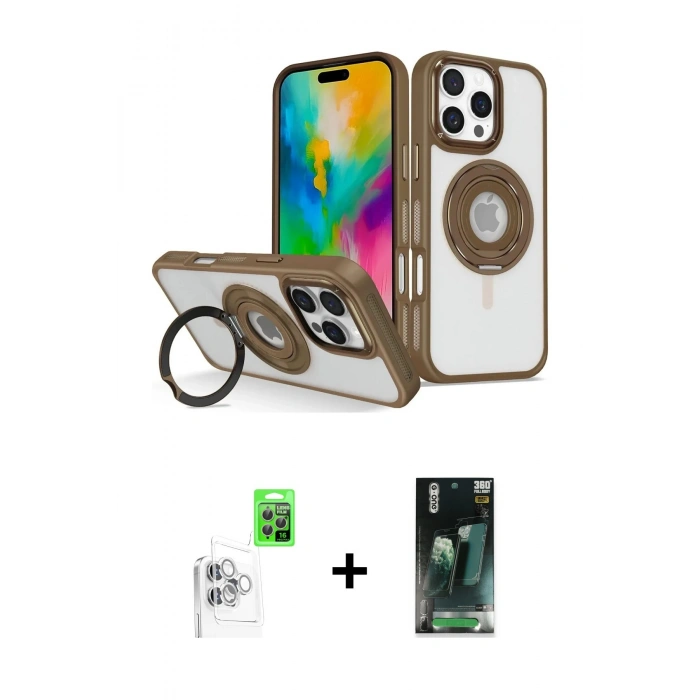 MARSİLYAN™- iPhone 16 Pro Kılıf Nova Minimal Serisi - Siyah 360 Mat Full Body Arka Koruyucu + Raze Metal Kamera Lens - BZ