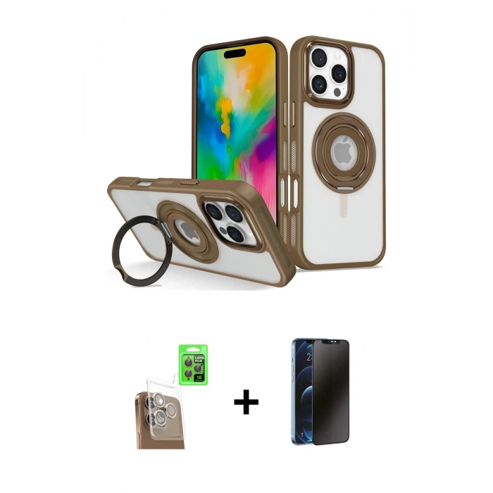 MARSİLYAN™- iPhone 16 Pro Kılıf Nova Minimal Serisi - Siyah 3D Antistatik Hayalet Cam Ekran Koruyucu + Raze Metal Kamera Lens - CLTM