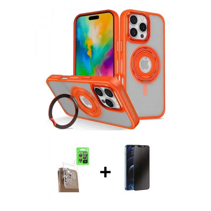MARSİLYAN™- iPhone 16 Pro Kılıf Nova Minimal Serisi - Siyah 3D Antistatik Hayalet Cam Ekran Koruyucu + Raze Metal Kamera Lens - CLTM