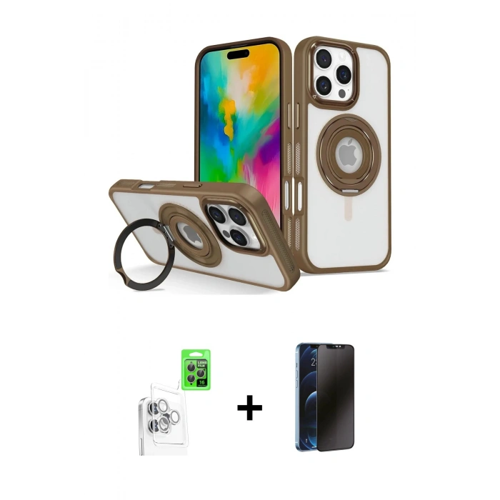 MARSİLYAN™- iPhone 16 Pro Kılıf Nova Minimal Serisi - Siyah 3D Antistatik Hayalet Cam Ekran Koruyucu + Raze Metal Kamera Lens - BZ