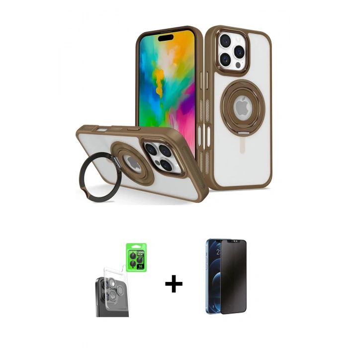MARSİLYAN™- iPhone 16 Pro Kılıf Nova Minimal Serisi - Siyah 3D Antistatik Hayalet Cam Ekran Koruyucu + Raze Metal Kamera Lens - SH