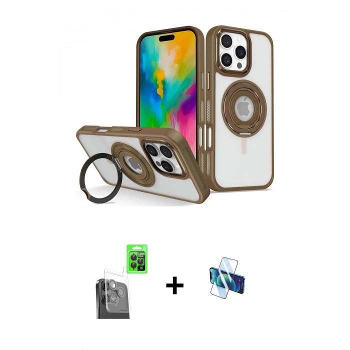 MARSİLYAN™- iPhone 16 Pro Kılıf Nova Minimal Serisi - Siyah 3D Antistatik Seramik Nano Ekran Koruyucu + Raze Metal Kamera Lens - SH