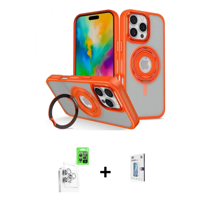 MARSİLYAN™- iPhone 16 Pro Kılıf Nova Minimal Serisi - Siyah Bilvis 0.18mm Plus Cam Ekran Koruyucu + Raze Metal Kamera Lens - BZ