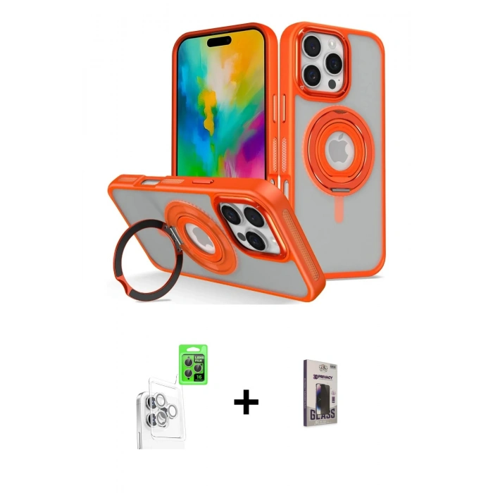 MARSİLYAN™- iPhone 16 Pro Kılıf Nova Minimal Serisi - Siyah Bilvis Hayalet Cam Ekran Koruyucu + Raze Metal Kamera Lens - BZ