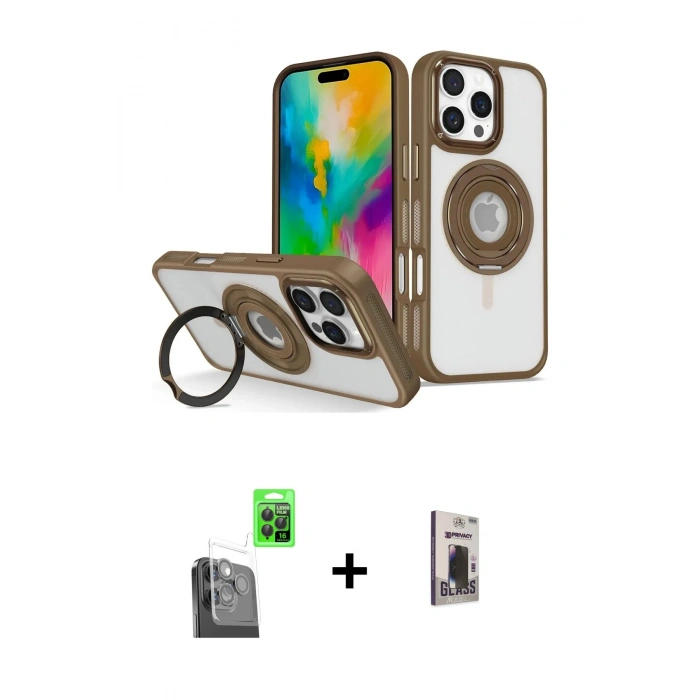 MARSİLYAN™- iPhone 16 Pro Kılıf Nova Minimal Serisi - Siyah Bilvis Hayalet Cam Ekran Koruyucu + Raze Metal Kamera Lens - SH