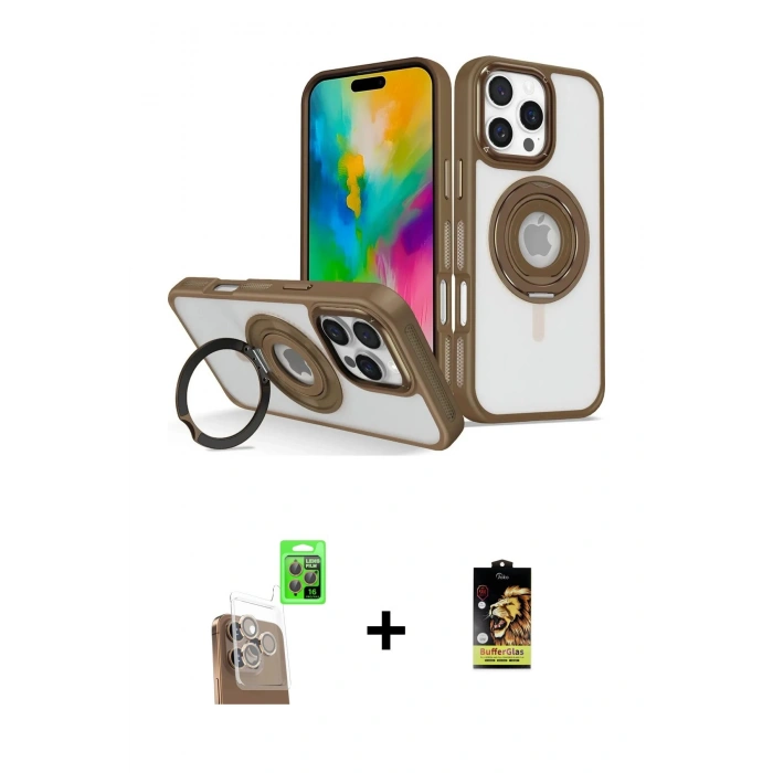 MARSİLYAN™- iPhone 16 Pro Kılıf Nova Minimal Serisi - Siyah Buffer Cam Ekran Koruyucu + Raze Metal Kamera Lens - CLTM