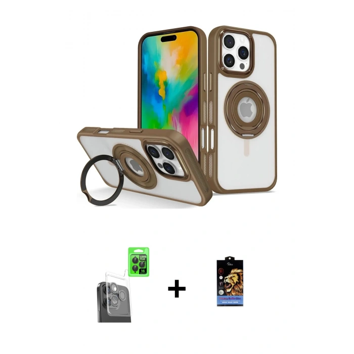 MARSİLYAN™- iPhone 16 Pro Kılıf Nova Minimal Serisi - Siyah Buffer Hayalet Cam Ekran Koruyucu + Siyah Raze Metal Kamera Lens