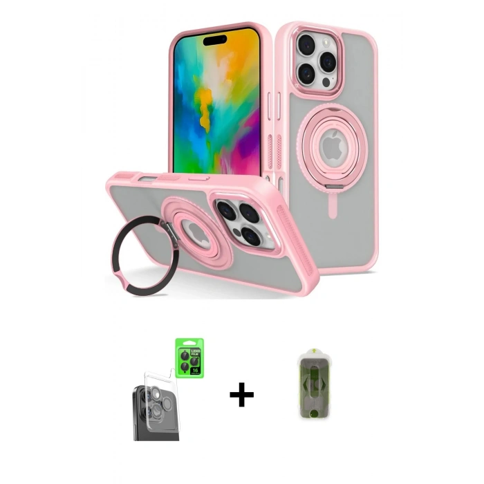 MARSİLYAN™- iPhone 16 Pro Kılıf Nova Minimal Serisi - Siyah Joko Magic 5D Hayalet Cam + Siyah Raze Metal Kamera Lens