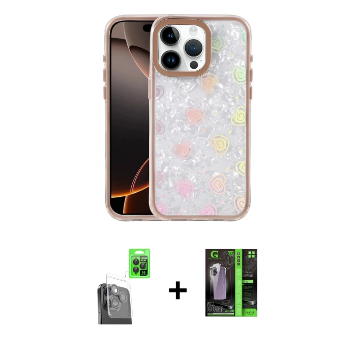 MARSİLYAN™- iPhone 16 Pro Kılıf Odak Prime - Şeffaf 360 Full Body Arka Koruyucu + Raze Metal Kamera Lens - SH