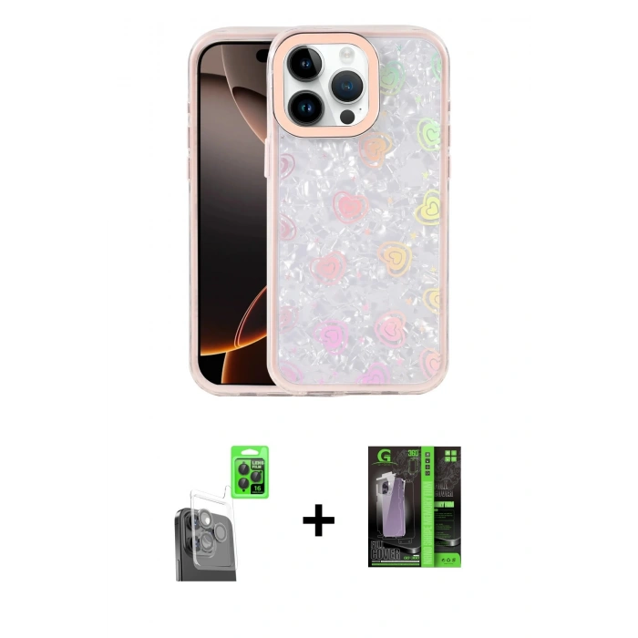 MARSİLYAN™- iPhone 16 Pro Kılıf Odak Prime - Şeffaf 360 Full Body Arka Koruyucu + Raze Metal Kamera Lens - SH