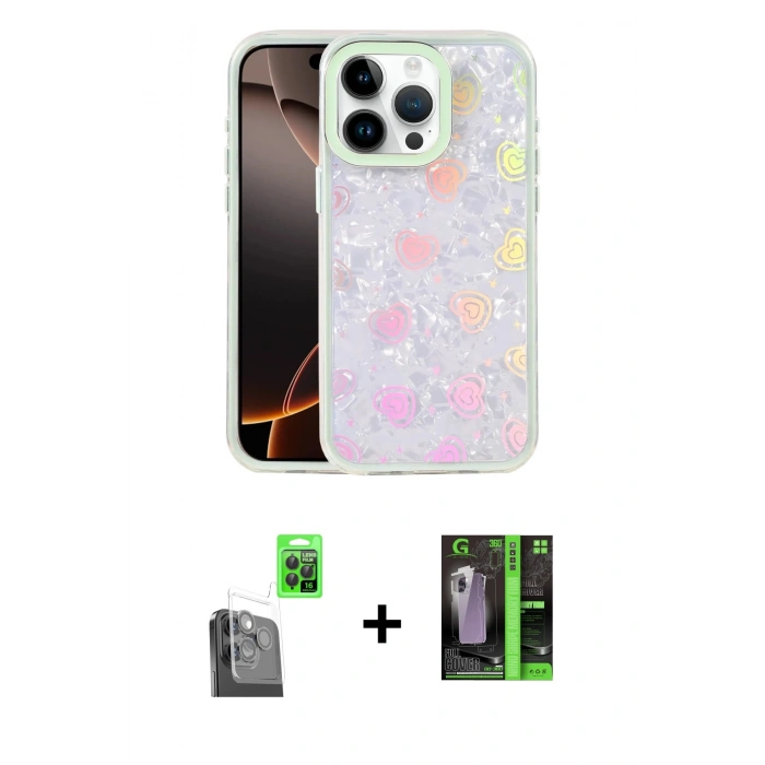 MARSİLYAN™- iPhone 16 Pro Kılıf Odak Prime - Şeffaf 360 Full Body Arka Koruyucu + Raze Metal Kamera Lens - SH