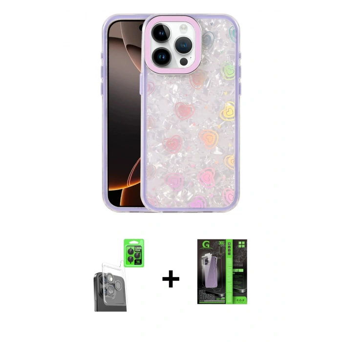 MARSİLYAN™- iPhone 16 Pro Kılıf Odak Prime - Şeffaf 360 Full Body Arka Koruyucu + Raze Metal Kamera Lens - SH