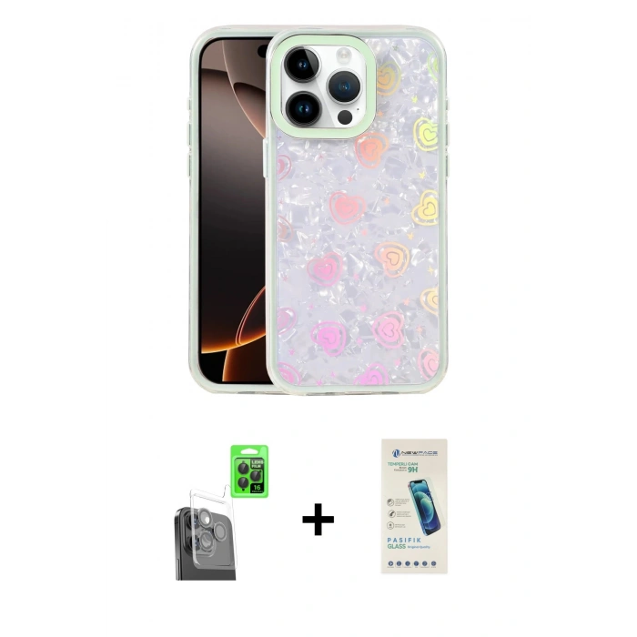 MARSİLYAN™- iPhone 16 Pro Kılıf Odak Prime - Şeffaf Pasifik Cam Ekran Koruyucu + Raze Metal Kamera Lens - SH