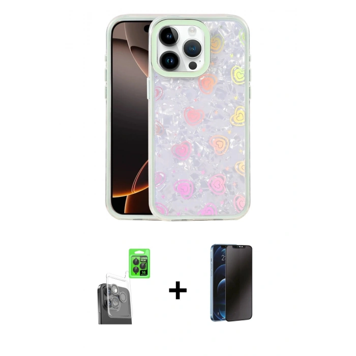MARSİLYAN™- iPhone 16 Pro Kılıf Odak Prime - Siyah 3D Antistatik Hayalet Cam Ekran Koruyucu + Raze Metal Kamera Lens - SH