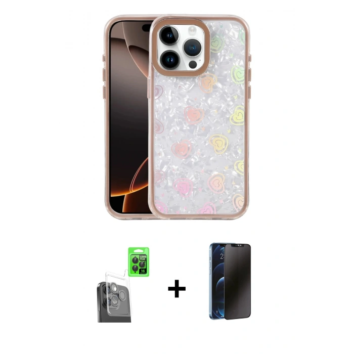 MARSİLYAN™- iPhone 16 Pro Kılıf Odak Prime - Siyah 3D Antistatik Hayalet Cam Ekran Koruyucu + Raze Metal Kamera Lens - SH