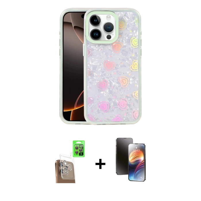 MARSİLYAN™- iPhone 16 Pro Kılıf Odak Prime - Siyah 3D Antistatik Mat Seramik Nano Ekran Koruyucu + Raze Metal Kamera Lens - CLTM