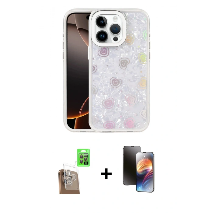 MARSİLYAN™- iPhone 16 Pro Kılıf Odak Prime - Siyah 3D Antistatik Mat Seramik Nano Ekran Koruyucu + Raze Metal Kamera Lens - CLTM