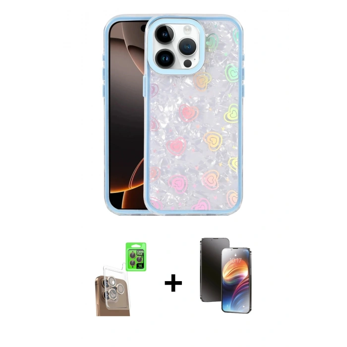 MARSİLYAN™- iPhone 16 Pro Kılıf Odak Prime - Siyah 3D Antistatik Mat Seramik Nano Ekran Koruyucu + Raze Metal Kamera Lens - CLTM
