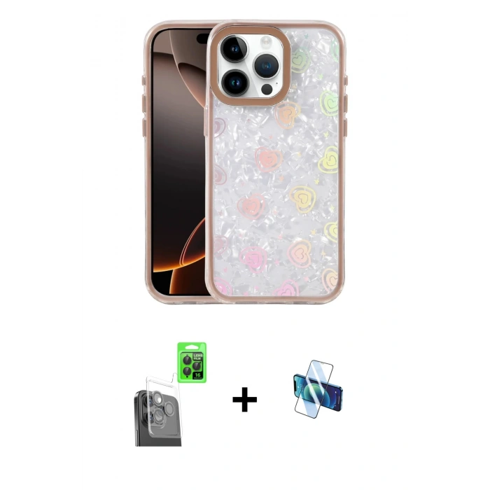 MARSİLYAN™- iPhone 16 Pro Kılıf Odak Prime - Siyah 3D Antistatik Seramik Nano Ekran Koruyucu + Raze Metal Kamera Lens - SH