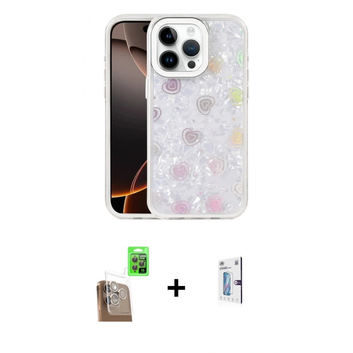 MARSİLYAN™- iPhone 16 Pro Kılıf Odak Prime - Siyah Bilvis 0.18mm Plus Cam Ekran Koruyucu + Raze Metal Kamera Lens - CLTM
